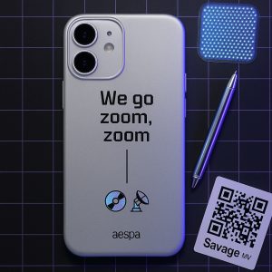 Minimalist Aespa K-Pop Phone Case – Black & White Style for Concerts & Airports