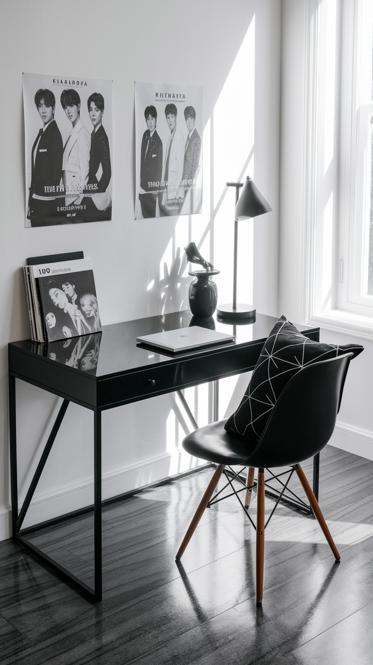 black and white kpop desk
