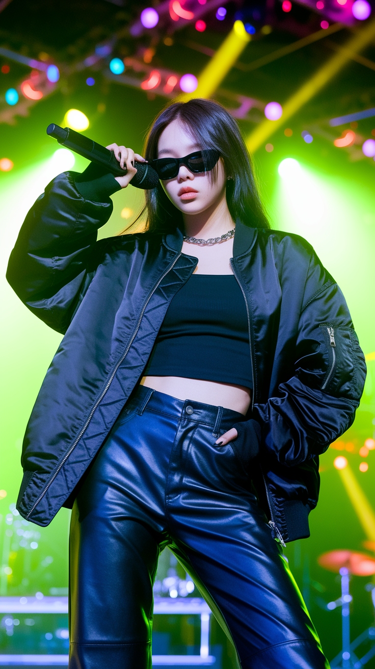 black kpop concert outfit