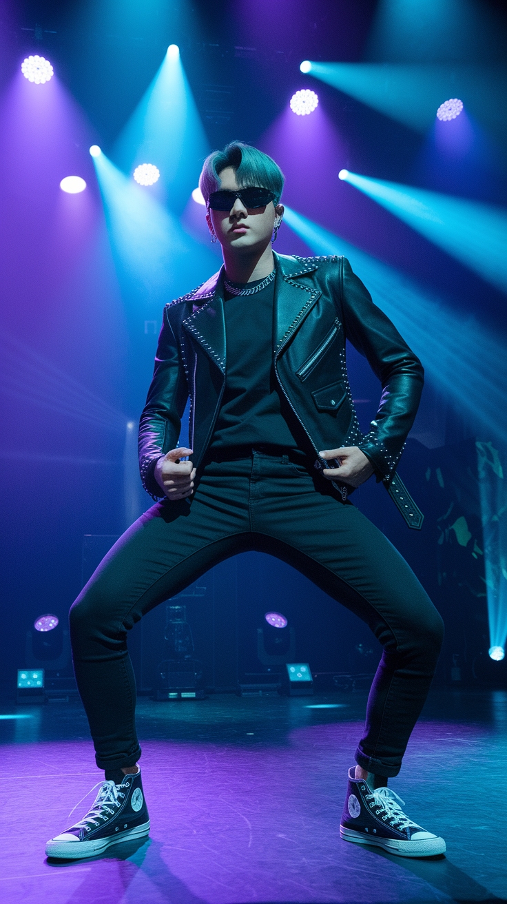 black stage outfits kpop