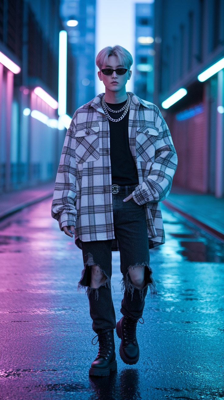 grunge kpop outfit
