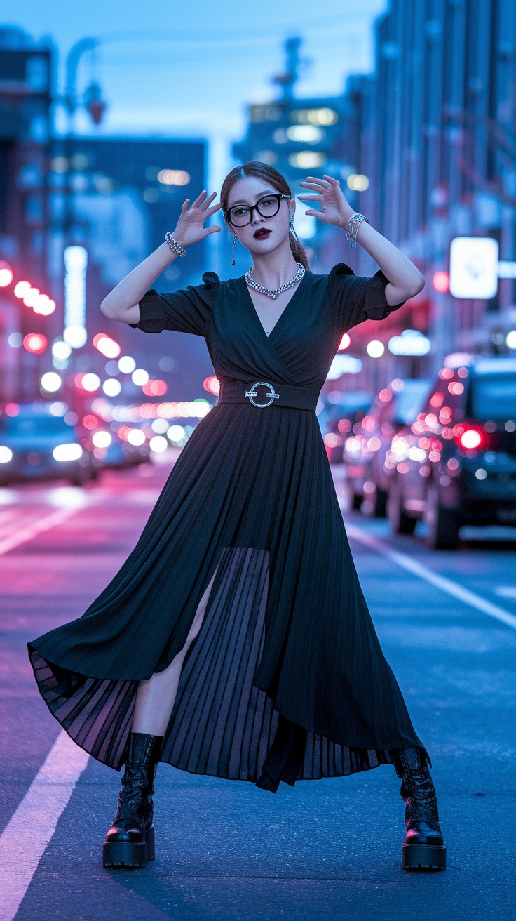 kpop black dress