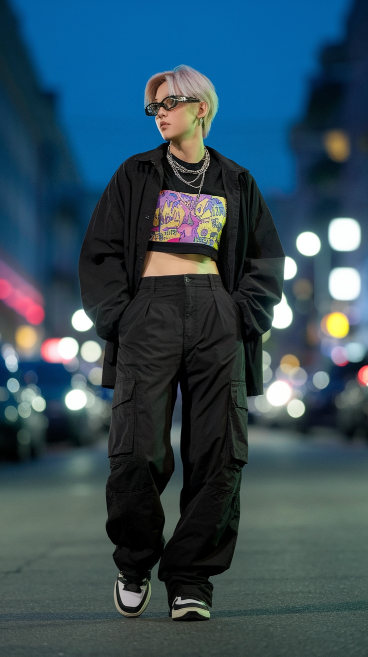 kpop idol cargo pants outfit