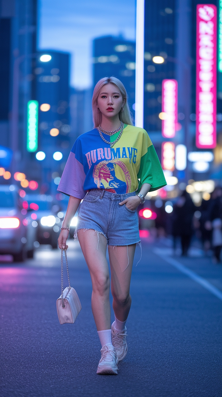 kpop shorts outfit