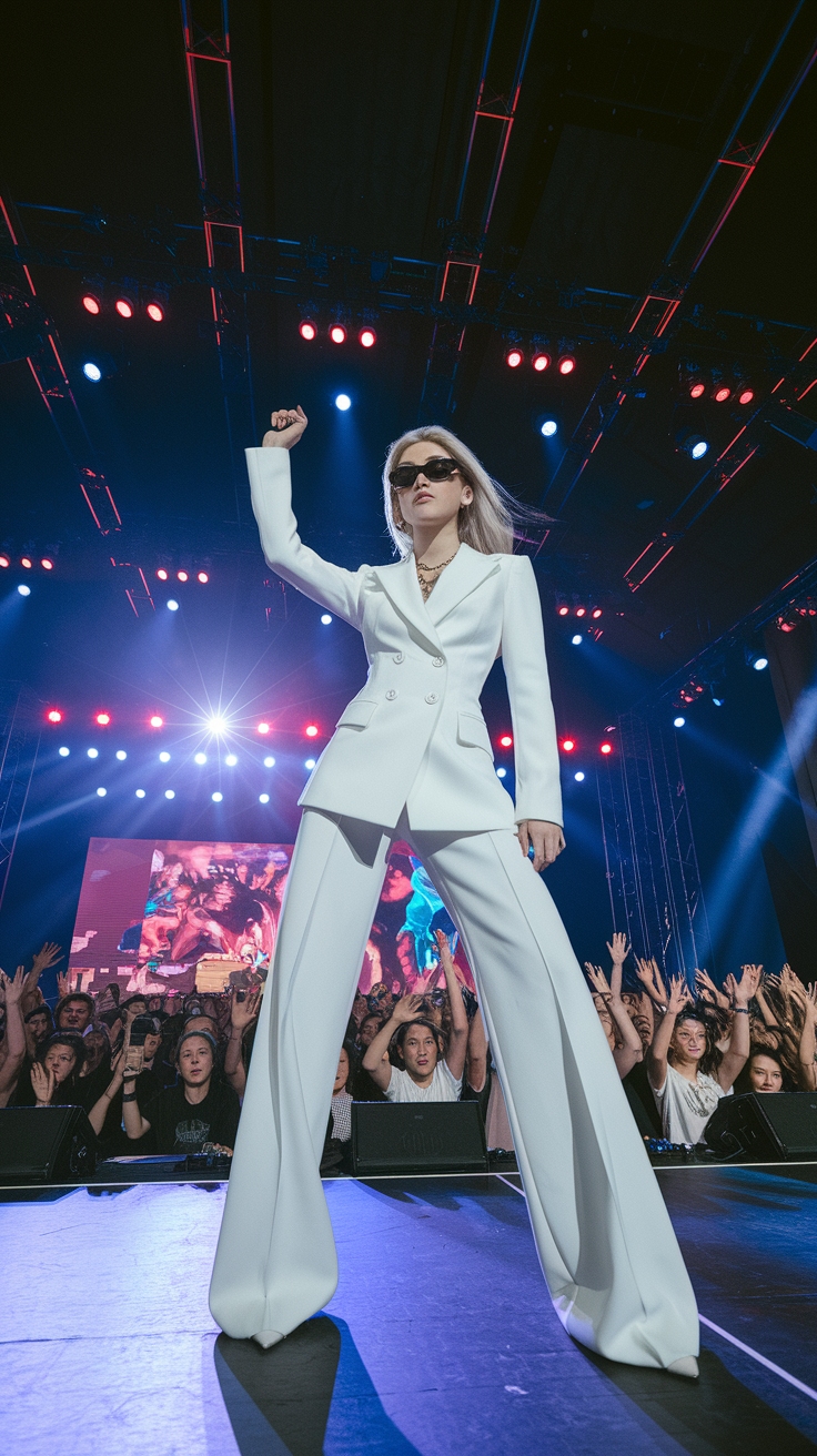 kpop white outfit stage