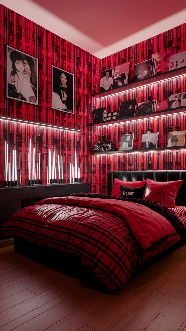 Vibrant Red K Pop Wallpaper for Your Room
