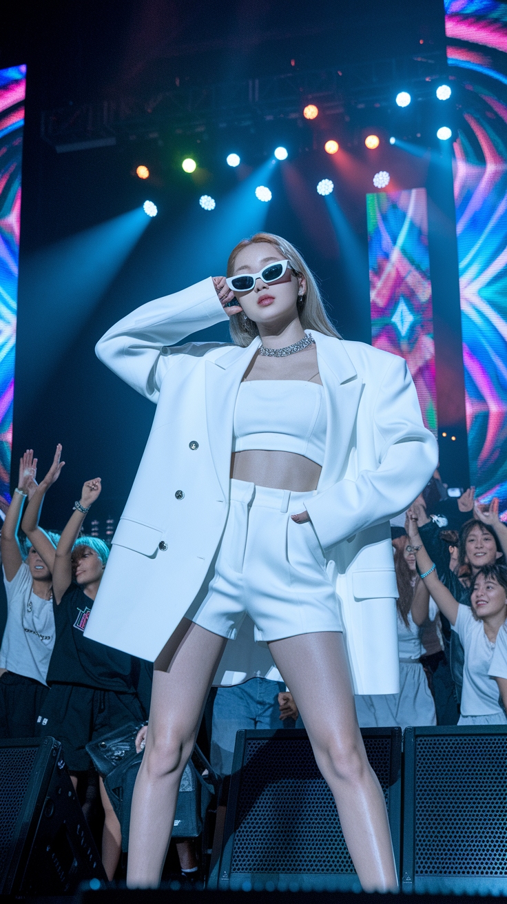 white kpop concert outfit